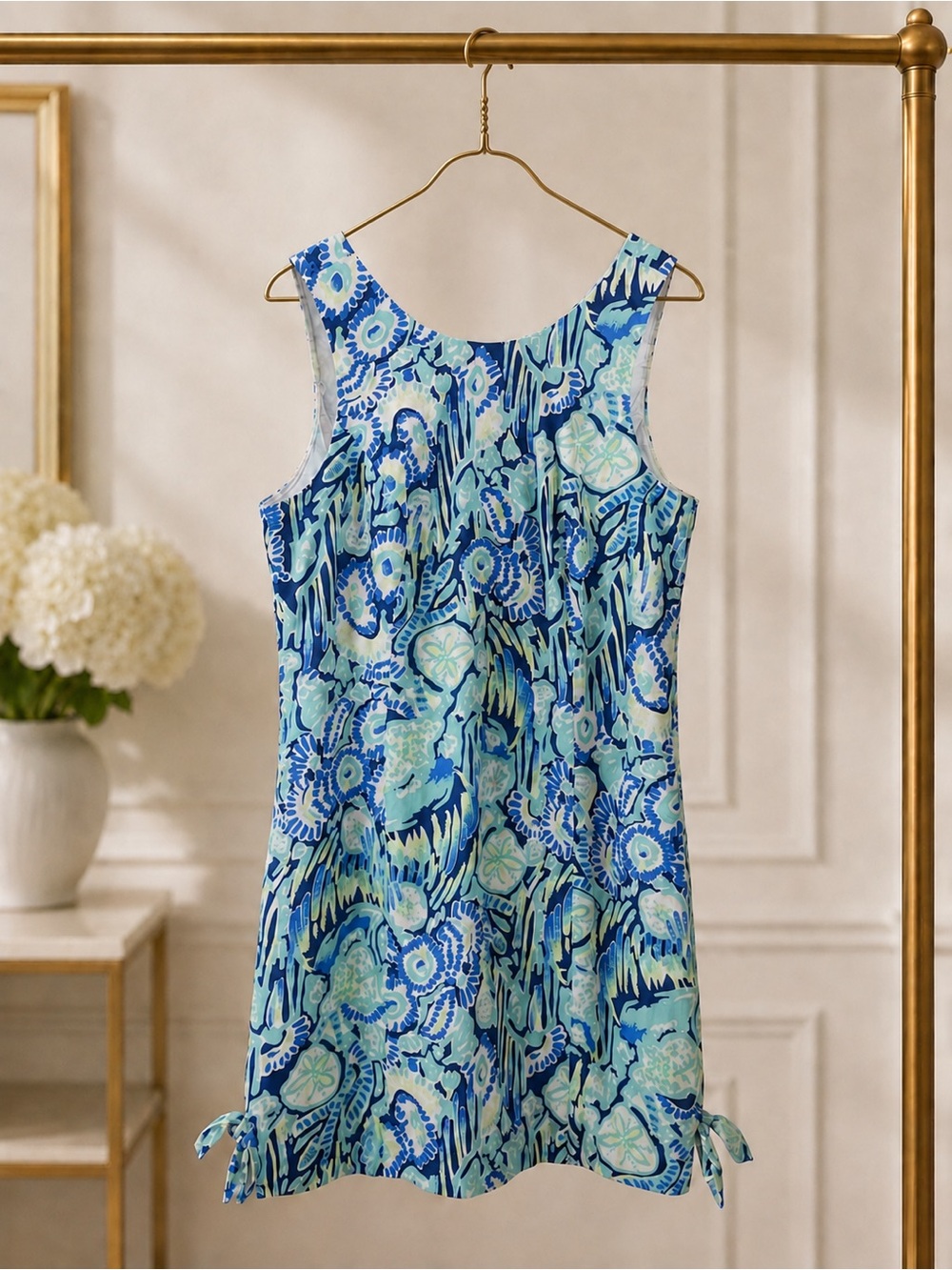 Lilly Pulitzer Mila Shift Dress Size 4 Indigo Sunset Swim Cotton